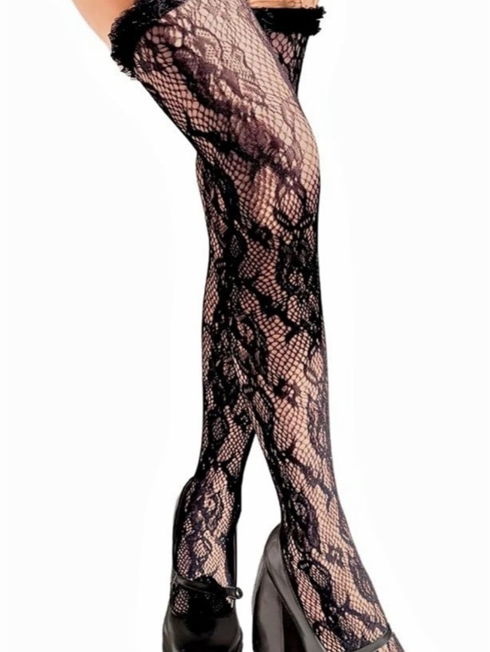 Black Lace Thigh-High Stockings